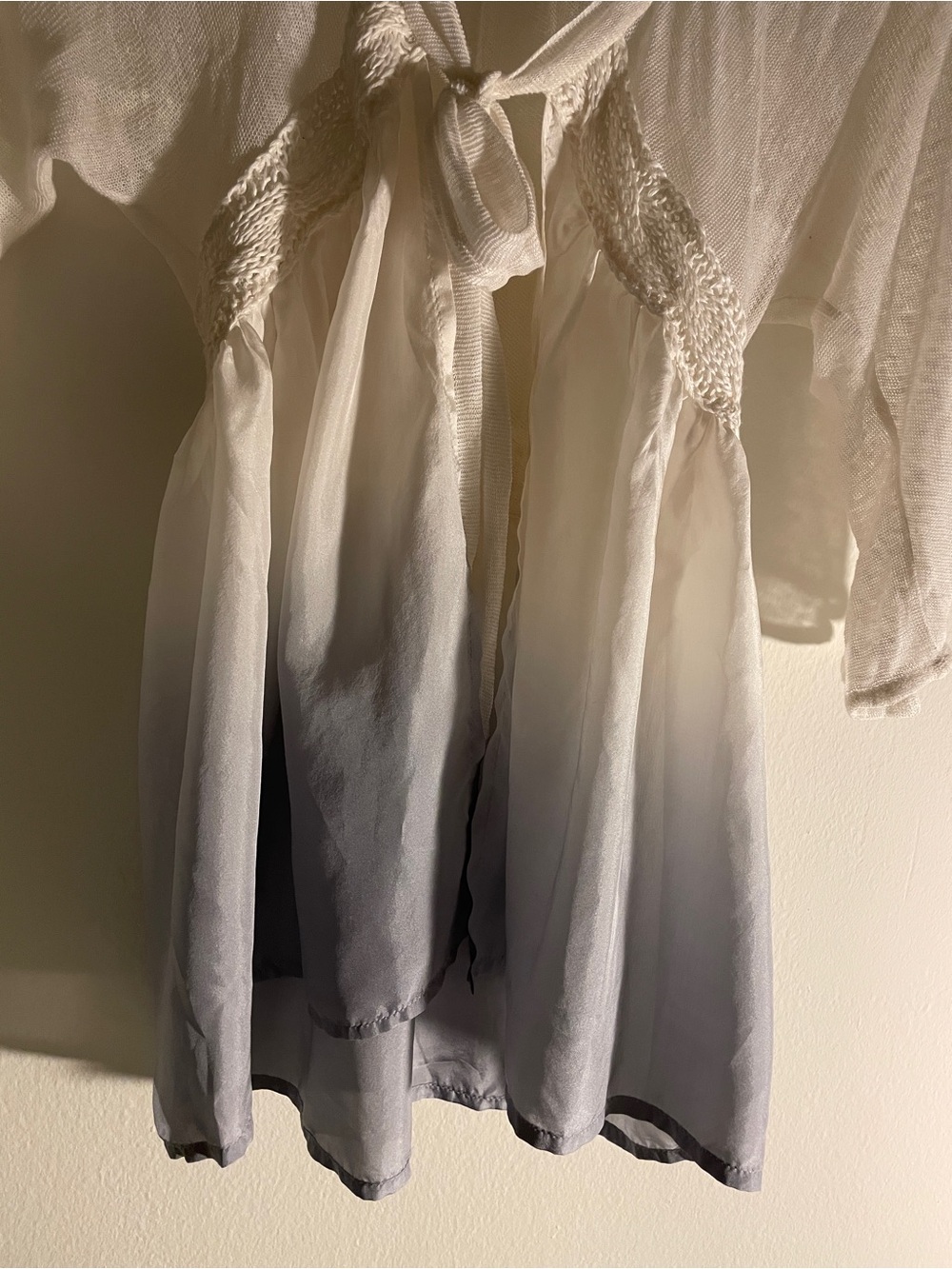 Calypso St. Barth Cream to Lilac/Gray Ombre Tie-Front silk and linen top - Picture 2 of 9